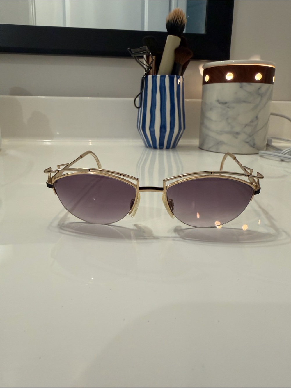 Cazal Gold Frame Women's Sunglasses with Gradient Lenses